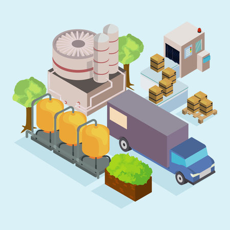 isometric industry posterのイラスト素材