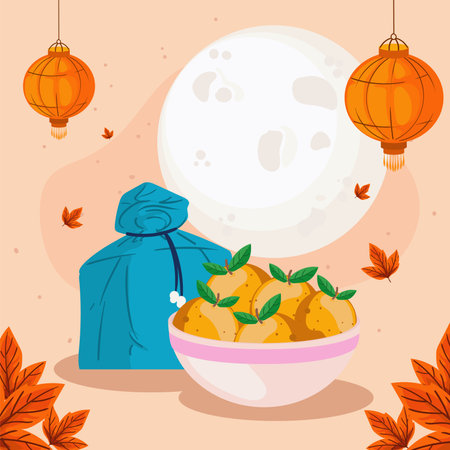 chuseok items posterのイラスト素材