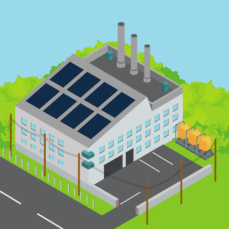 isometric factory illustrationのイラスト素材