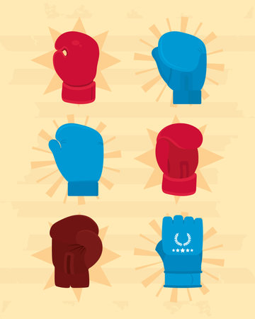 boxing gloves icon setのイラスト素材