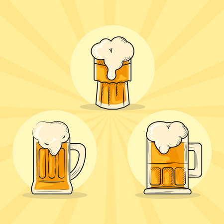 beer mugs icon setのイラスト素材