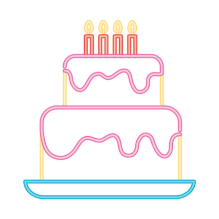 neon birthday cake iconのイラスト素材