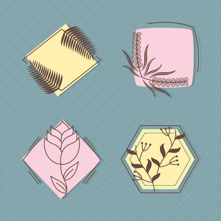 decorative floral badges setのイラスト素材