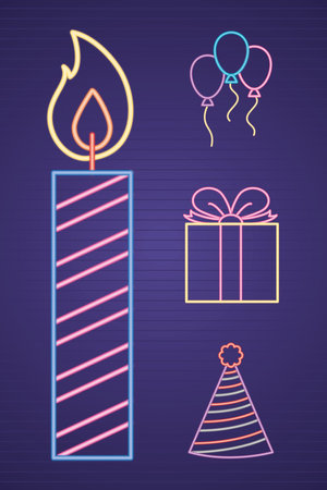 neon party setのイラスト素材