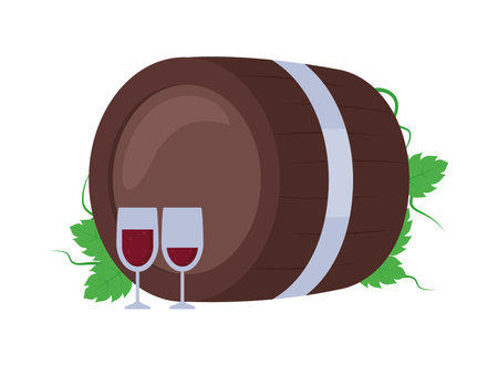 wine barrel and glassesのイラスト素材