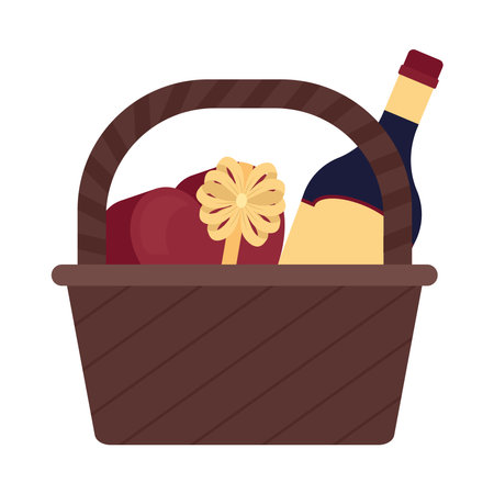 basket with wineのイラスト素材