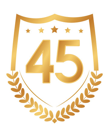 golden badge with number fortyfiveのイラスト素材