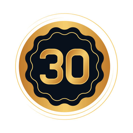 golden badge with number thirtyのイラスト素材