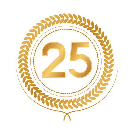 golden badge with number twentyfiveのイラスト素材
