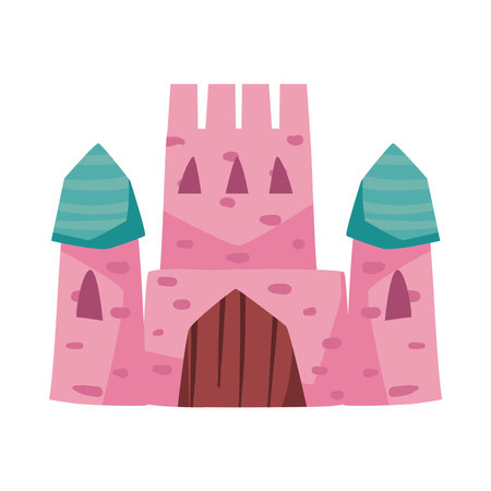 flat pink castleのイラスト素材