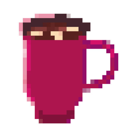 flat pixelated coffee cupのイラスト素材