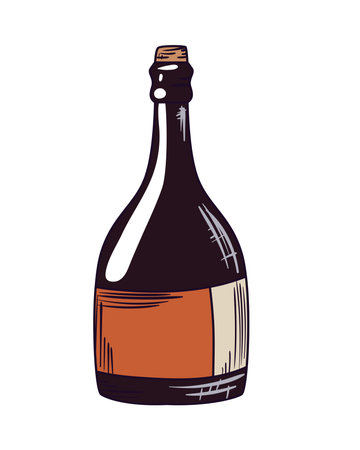 flat wine bottle designのイラスト素材