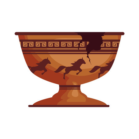 greek vase with horses on itのイラスト素材
