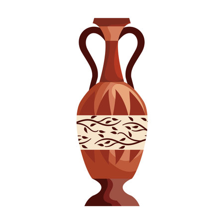 greek vase with plants on itのイラスト素材
