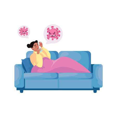 person with covidのイラスト素材