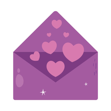 purple envelope with heartsのイラスト素材
