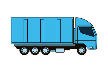 flat blue truckのイラスト素材