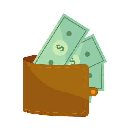 wallet with dollarsのイラスト素材