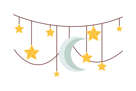 garlands with stars and moonのイラスト素材