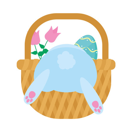 rabbit and egg in basketのイラスト素材