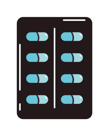 flat blue pills tabletのイラスト素材