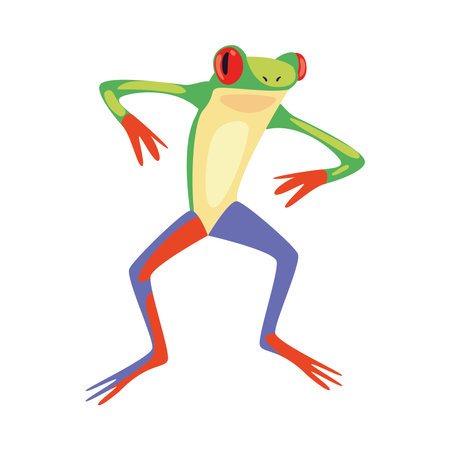 flat colored frogのイラスト素材