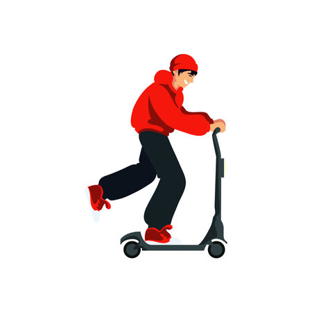 boy on a scooterのイラスト素材