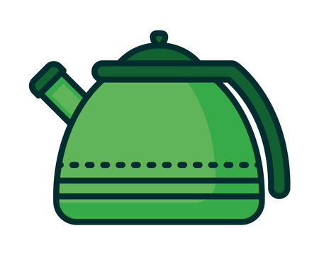 teapot green kitchen utensilのイラスト素材