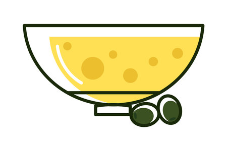 olive seeds with bowlのイラスト素材