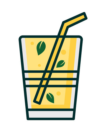 tea green with strawのイラスト素材