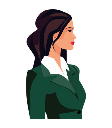 business woman wearing elegant green suitのイラスト素材