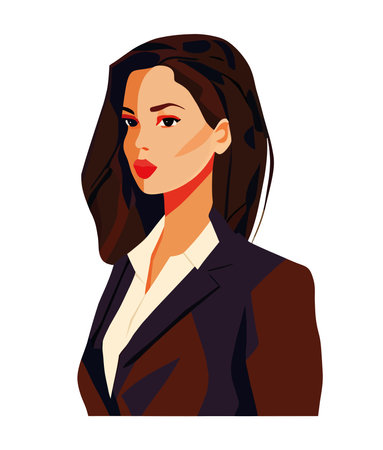 business woman wearing elegant redwine suitのイラスト素材