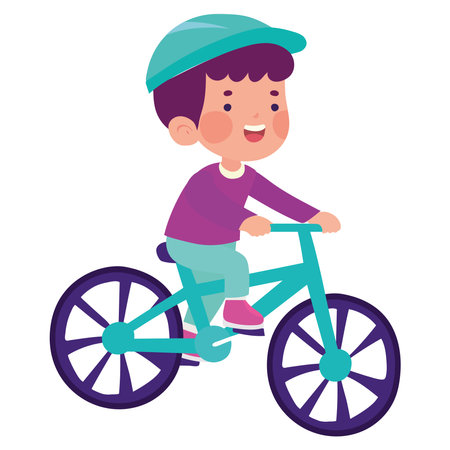 little boy in bicycleのイラスト素材