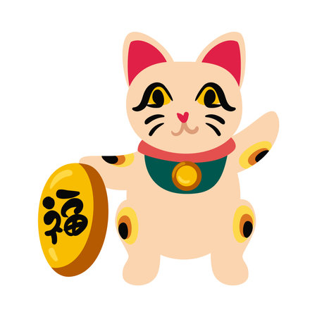 flat japanese lucky catのイラスト素材
