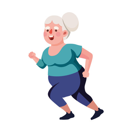 old woman runningのイラスト素材