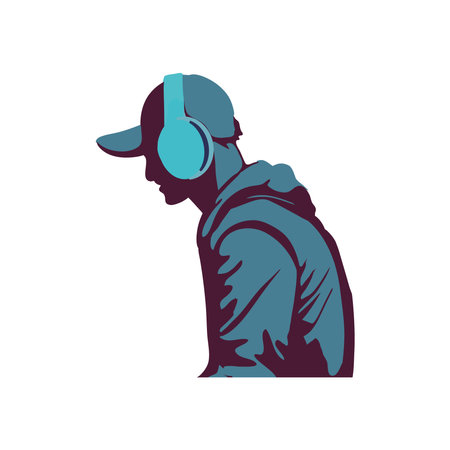 guy listening to musicのイラスト素材