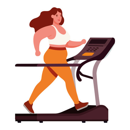 strong woman in walking machineのイラスト素材