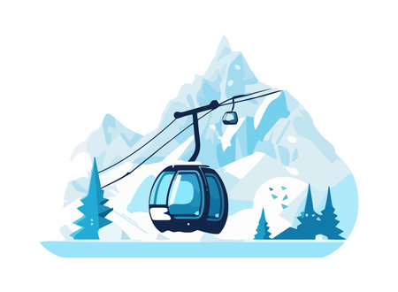 snowscape with cablewayのイラスト素材