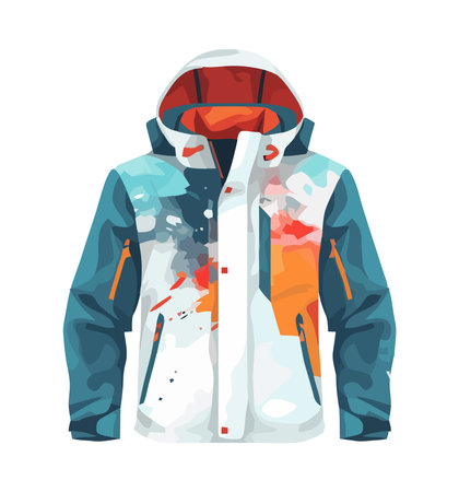 winter white jacket sport equipmentのイラスト素材