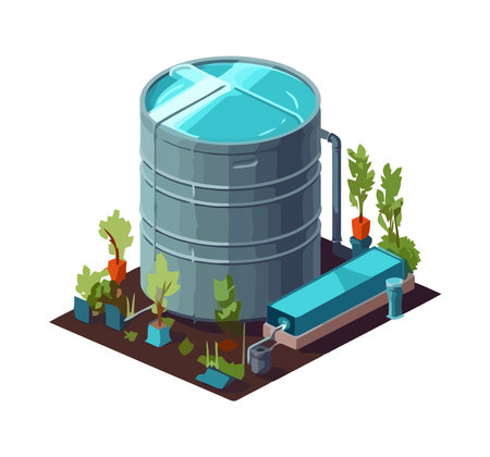 hydroelectric plant with tankのイラスト素材