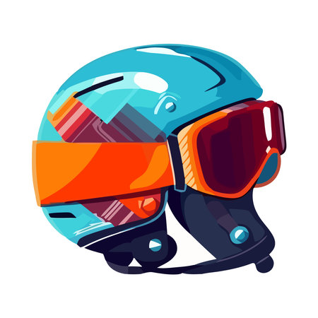 blue helmet skier sport equipmentのイラスト素材