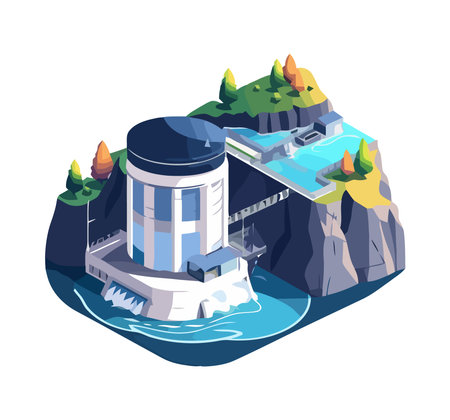 hydroelectric plant ecology generatorのイラスト素材
