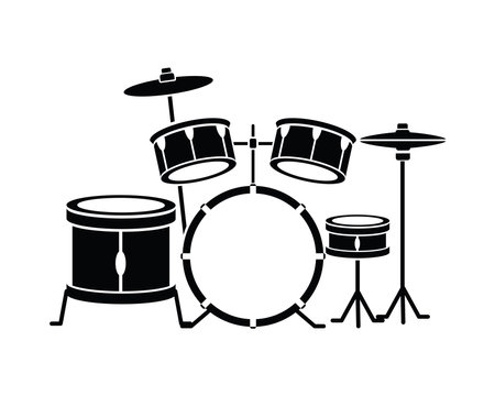 Modern drummer playing drum kit on stageのイラスト素材