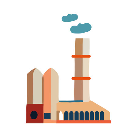 Smokestacks pollute factory plantのイラスト素材