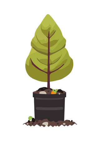 Organic growth of plant in autumn seasonのイラスト素材