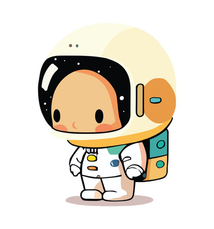 Cute cartoon astronaut smiles in space adventureのイラスト素材