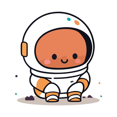 Cheerful astronaut with uniformのイラスト素材