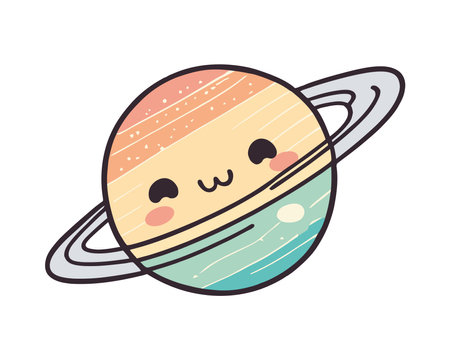 cute saturn planet with ringsのイラスト素材