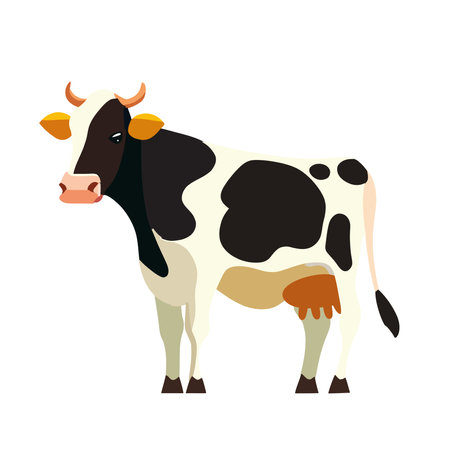 flat cow imageのイラスト素材