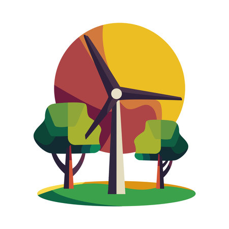 windmilling with treesのイラスト素材